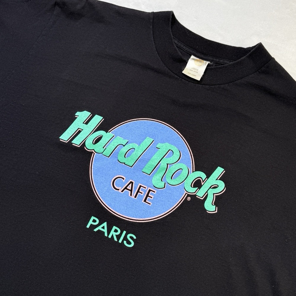 Vintage Hard Rock Cafe Paris T Shirt Black Single Stitch 90s USA Mens L